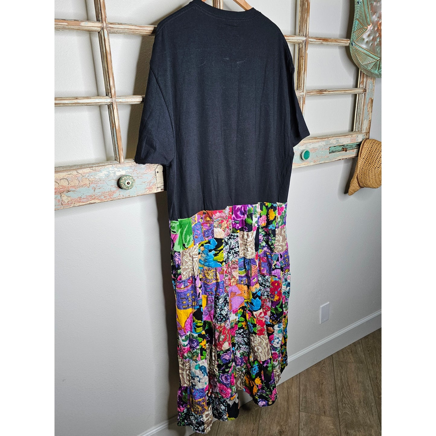 ONE OF A KIND T-Shirt BOHO flowy Patchwork Dress Ladies size 2X