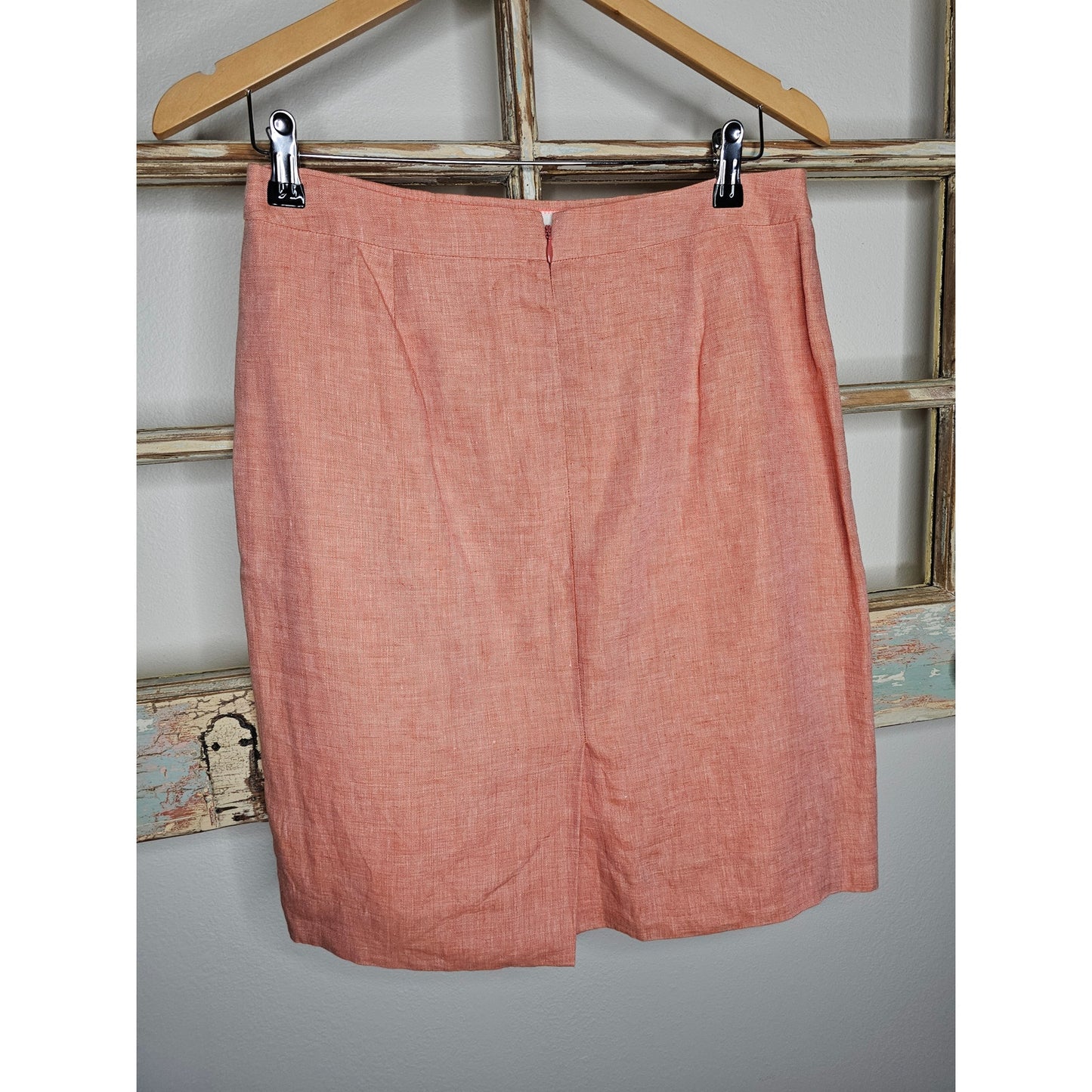 J.Crew Linen Marled Light Red Knee Length Lined Skirt Size 6