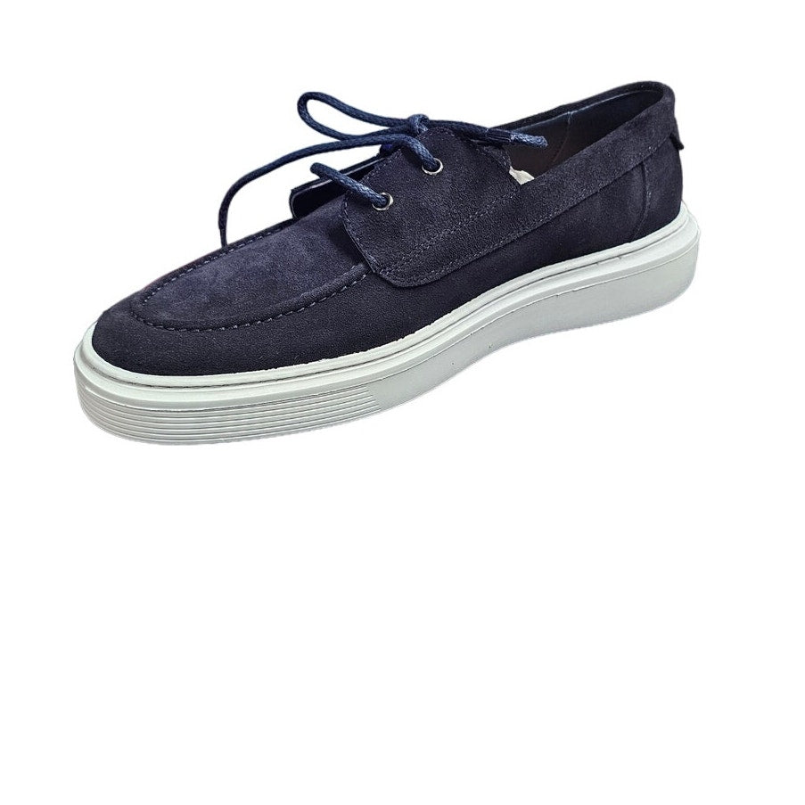 Good Man Brand Navy Blue Leather Suede Portland Boat Shoe Size 12