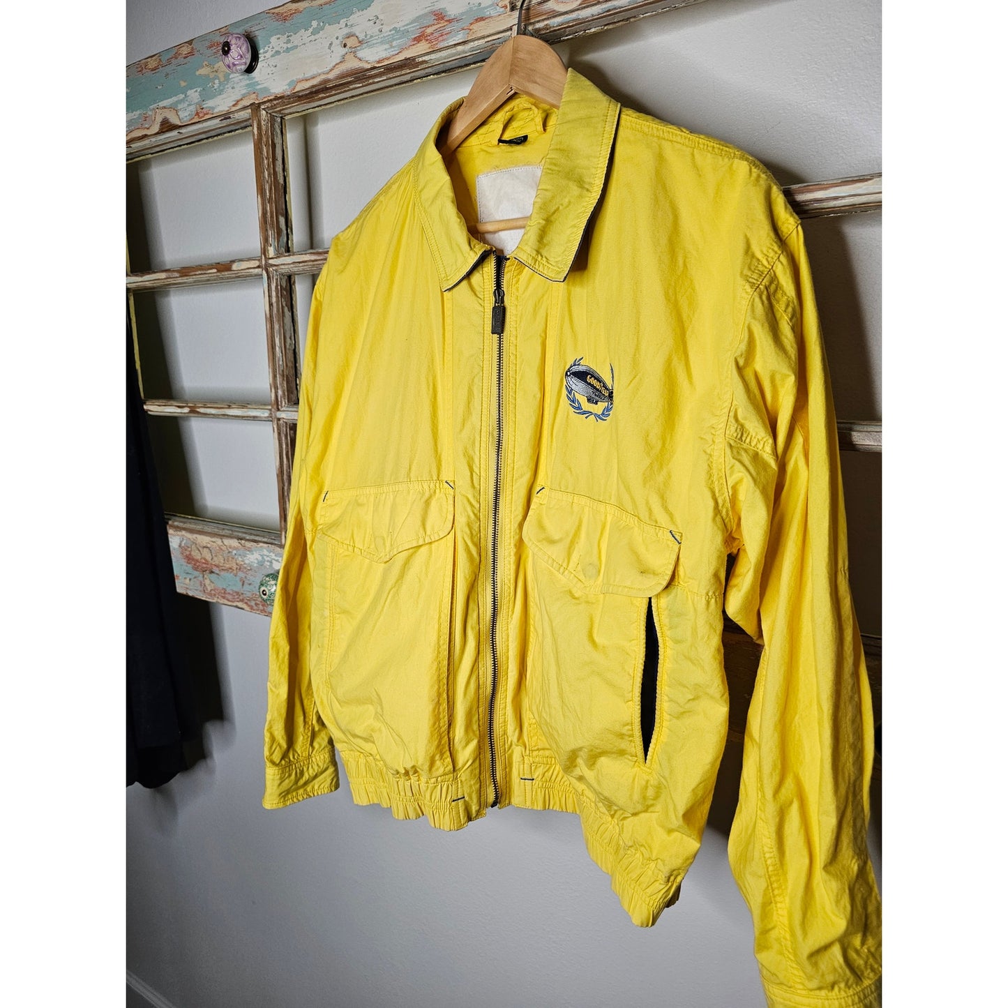 Vintage Goodyear Blimp Yellow & Blue Zip Up Utility Jacket Men's Size Medium
