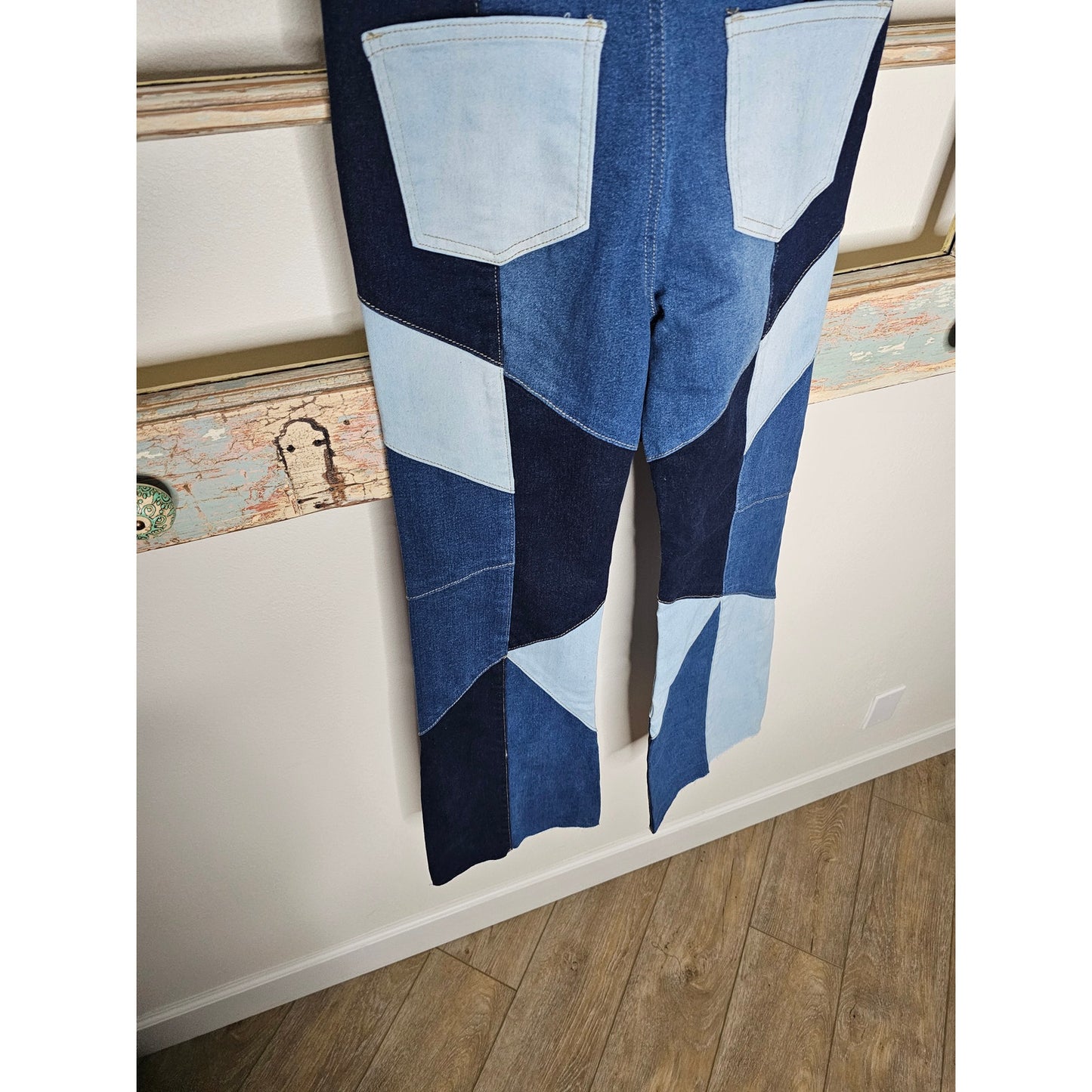 NWT Blue Turtle Patchwork 60's Vibe High Rise Stretch jeans Size 3