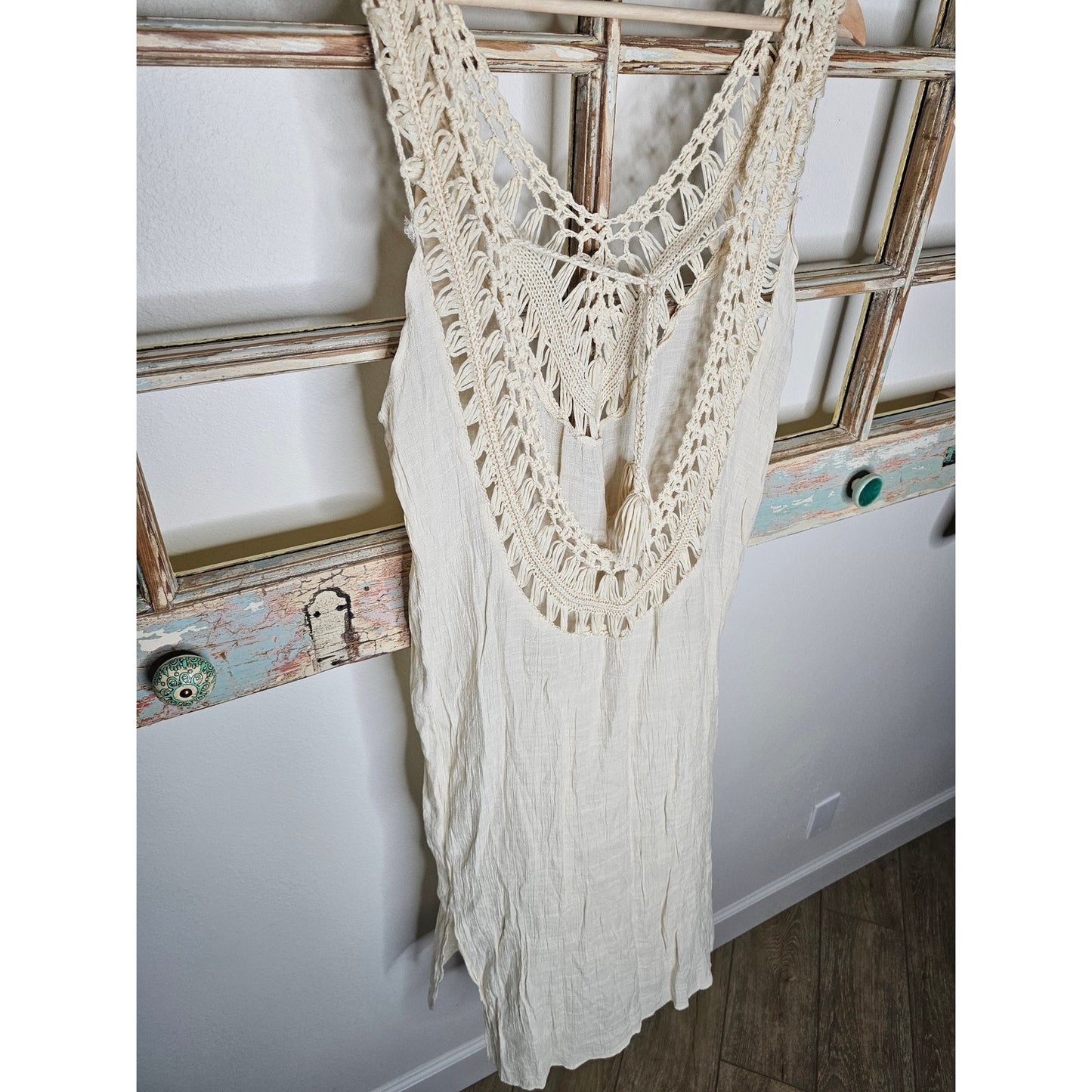 Floerns Women's Sleeveless V Neck Slit Hem Crochet Cover Up Dress size Medium