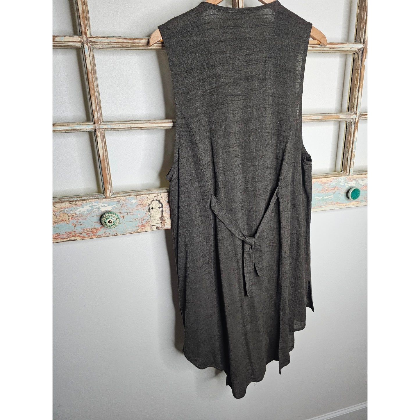 Vintage Cache Boho Army Green Vest W/ Gold Accents Size 10 / Medium
