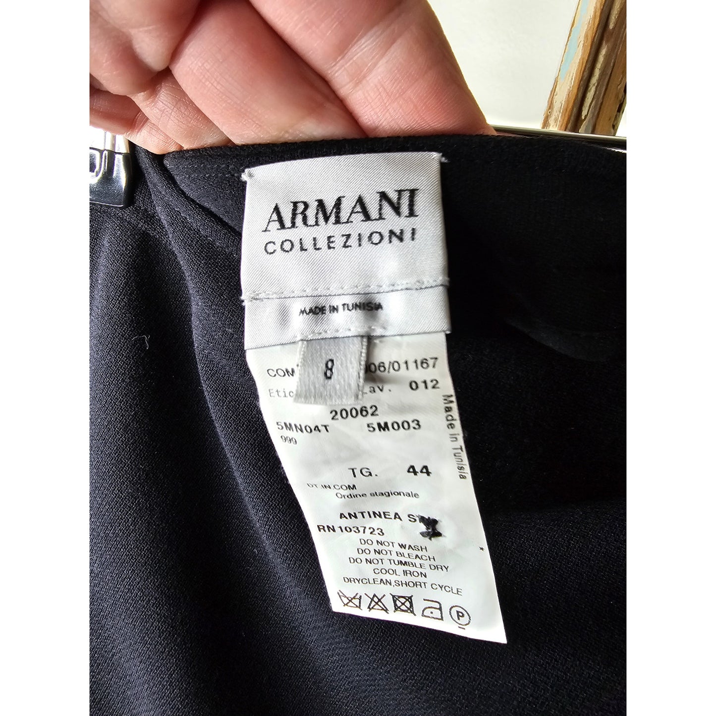 Armani Collezioni linen Black Wool Straight Skirt ladies size 8 / 44