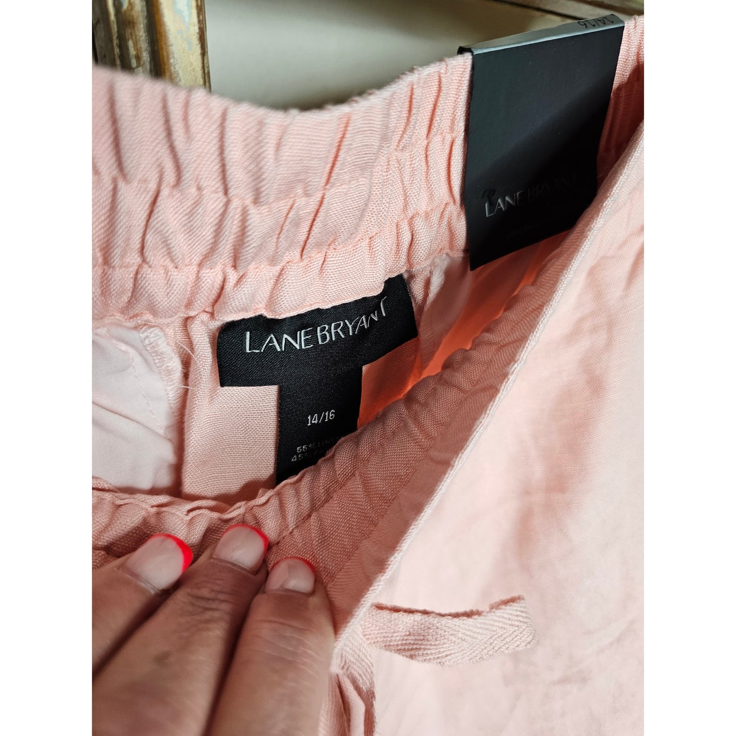 NWT Lane Bryant Peach Linen Ruffle Hem Cropped Pants Size 14/16