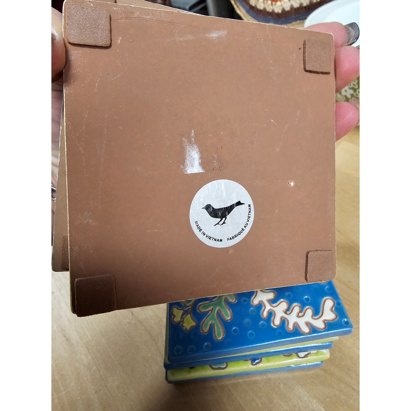 Anthropologie Seaweed Plant Tiles Greens/Blues Total of 7