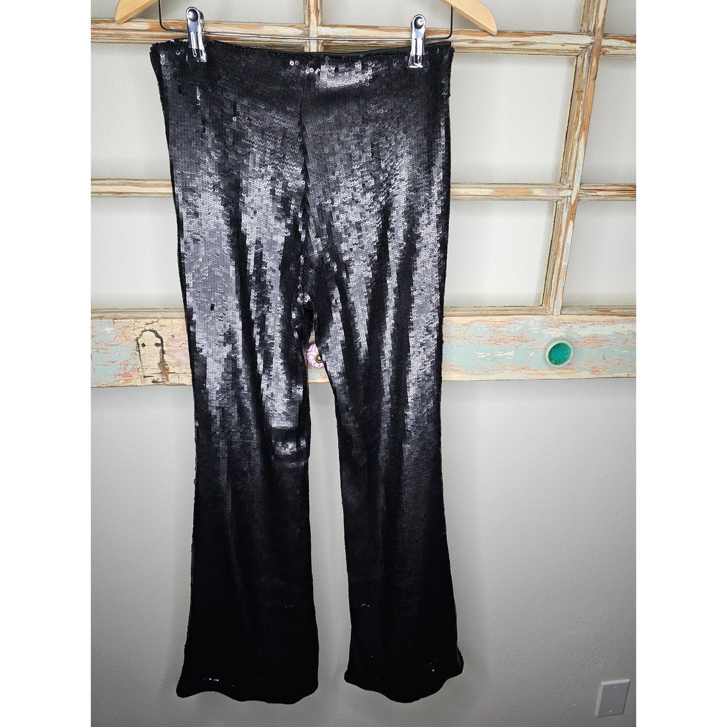 Future Collective X Kahlana Barfield Brown Sequence Bell Bottom Pants Size 6