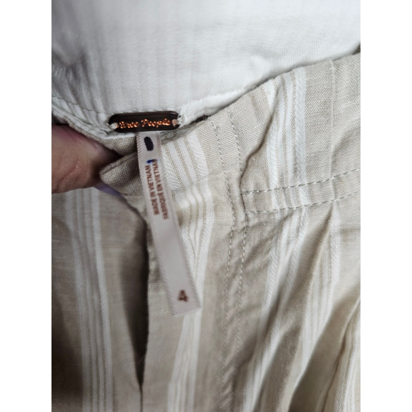 NWT Free People Wide Pleated Striped Linen Blend Pants Ladies size 4