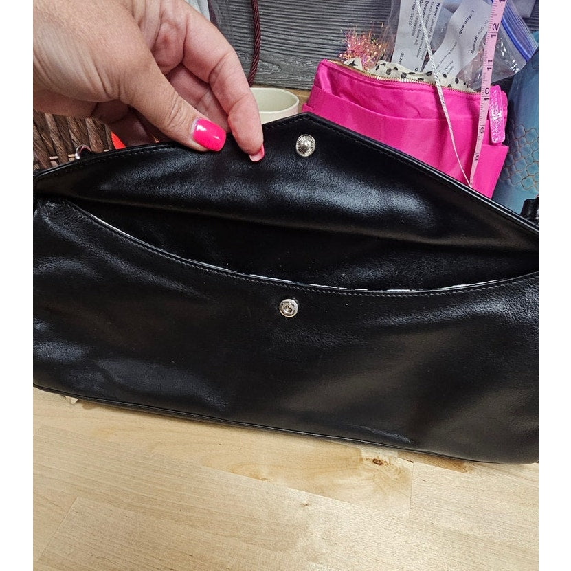Vintage Black Leather Victoria Wieck Rectangular Handbag