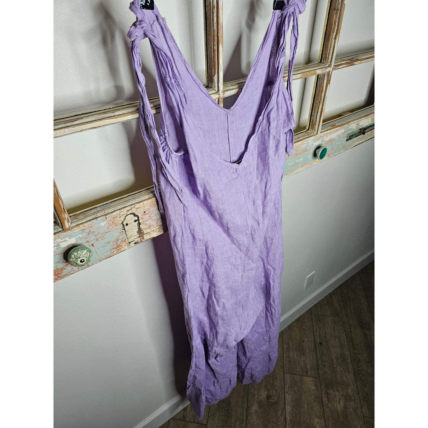 Lino Purple Sleeveless V-Neck Wide Tiered Leg Romper Size Medium