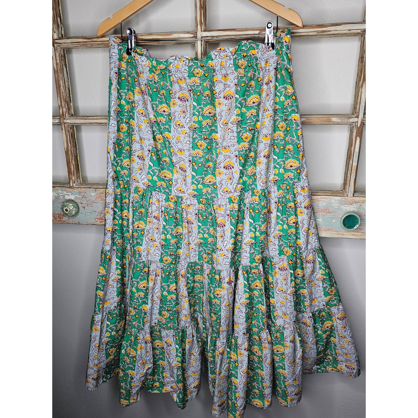 Rhode X Target Green Floral Maxi Skirt with Elastic Waistband Size L NWT