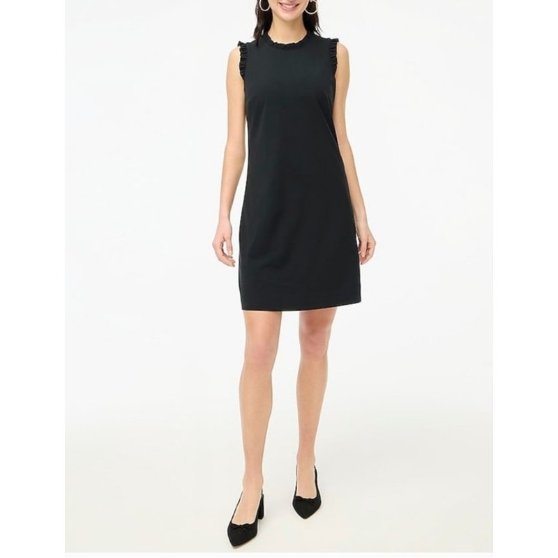 J. Crew Black Sleeveless Ruffled neckline/Sleeveless Straight Dress Size 6