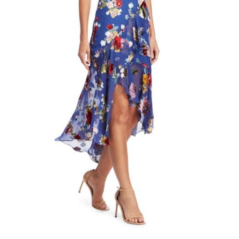 NWT Alice & Olivia Floral Asymmetrical High/Low Skirt Size 10