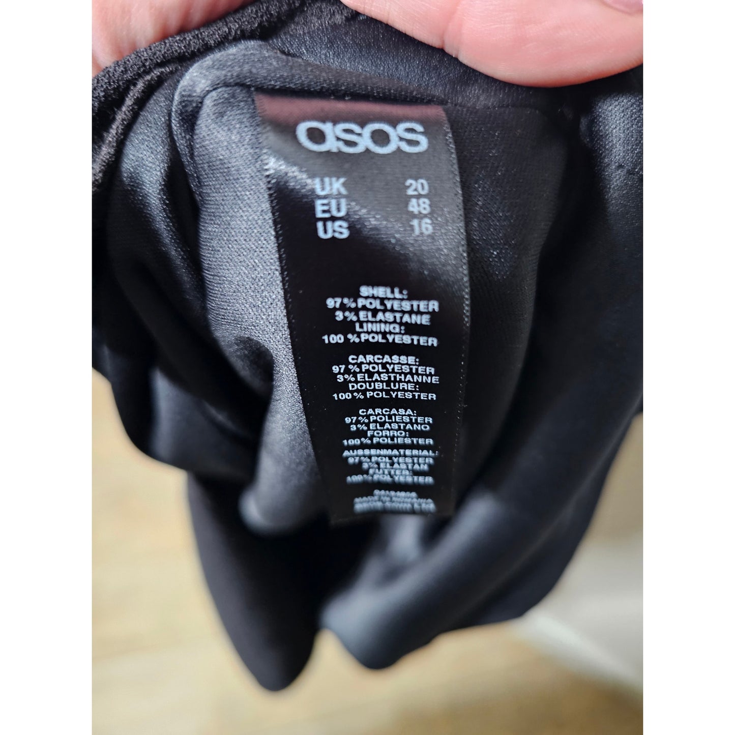 NWT Asos Black Basic Midi Dress Back V-Neck Ladies Size 16