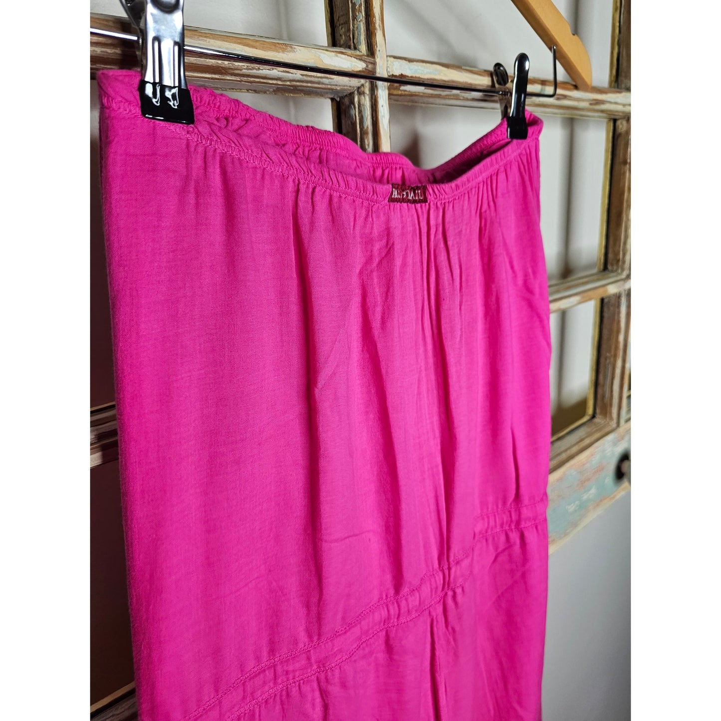 Hot Pink Strapless Drawstring Wide Leg Jumpsuit Ladies size XS