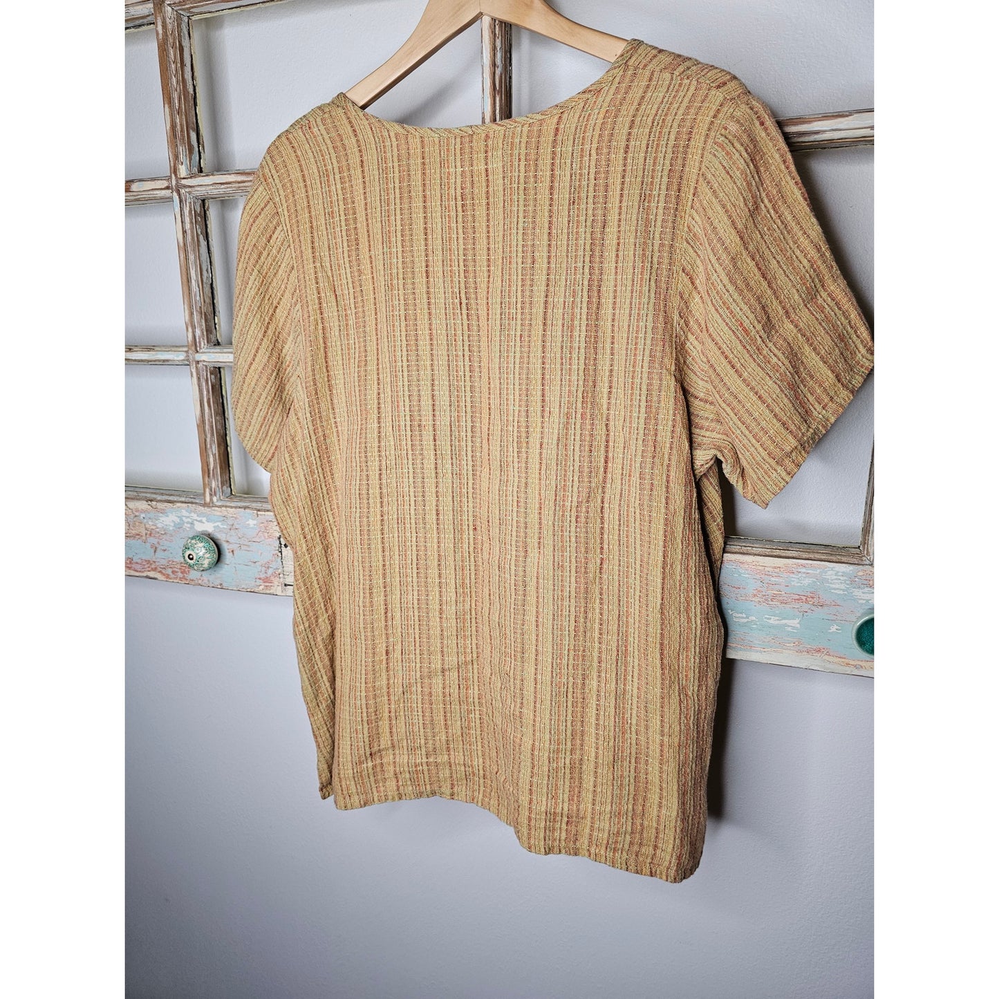 FLAX Linen Short Sleeve Tunic Boat Neckline Top Ladies Size Small