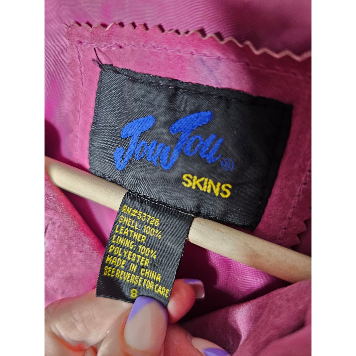 Vintage Jou Jou Pink Suede Button Up Jacket Whip Stitch Trims Size Xmall