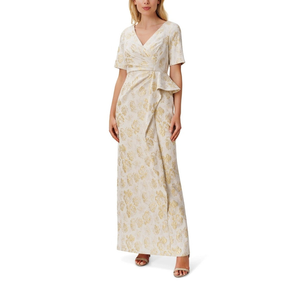 NWT Aidan Mattox Draped Jacquard column Gown Dressladies size 6