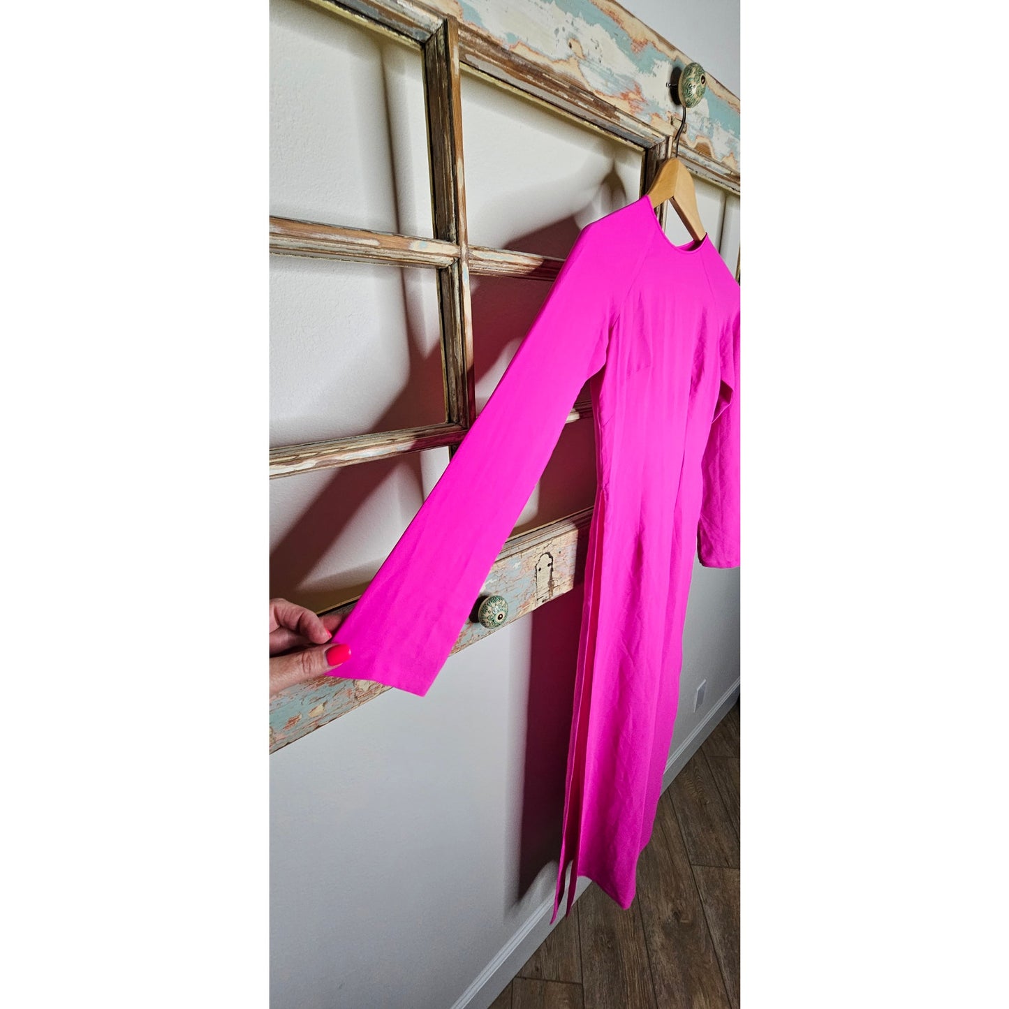 Silk Vibrant Fuchsia Duster Top with high side slits Ladies size XS