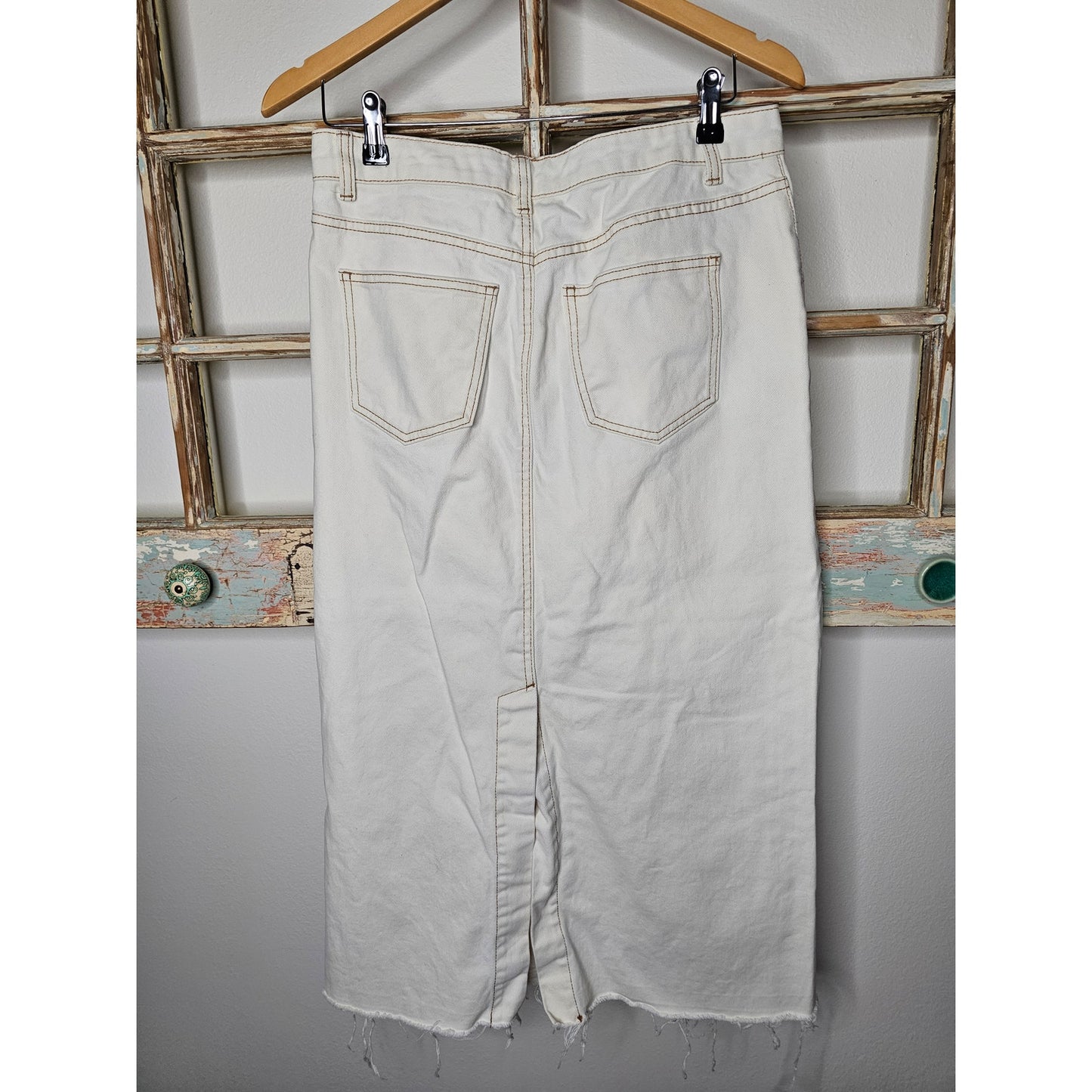 Future Collective W/ Reese Blutstein Midi Denim Skirt Size 8