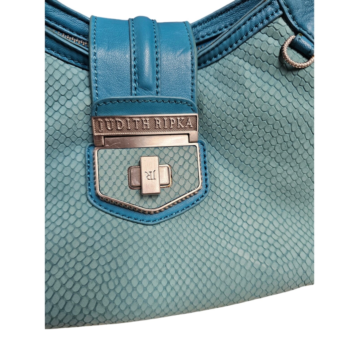 Judith Ripka Turquoise Suede Snakeskin leather Hoho Shoulder Bag Purse wi/ Dust bag