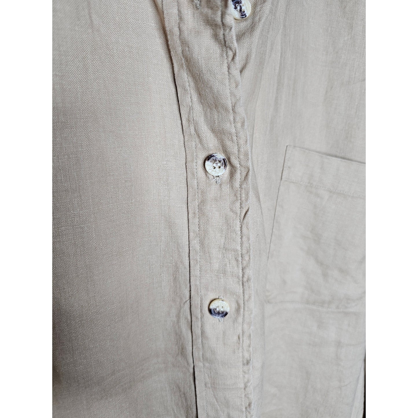 Linen Khaki Button Up Shirt By Rafaelle Ladies Size 16
