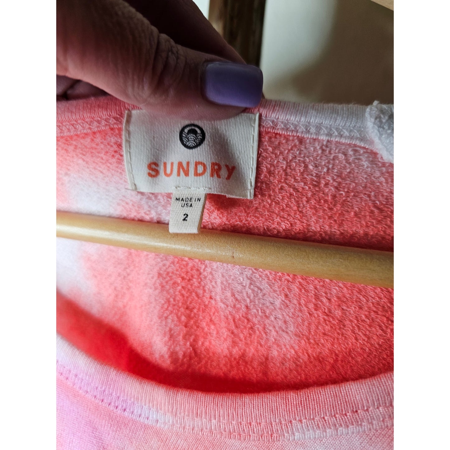 NWOT Sundry Pink/Orange/White Tie Dye Sweatshirt Sundry size 2/ Medium