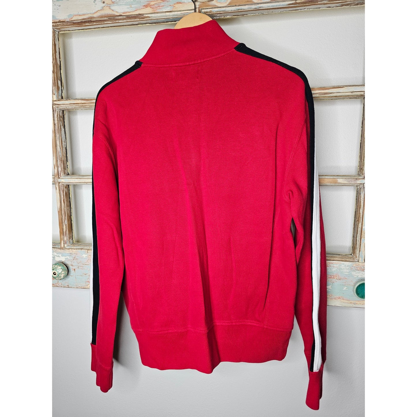 Polo Ralph Lauren Pullover 1/4 zip with crest Red, Cream, Black Ladies Medium