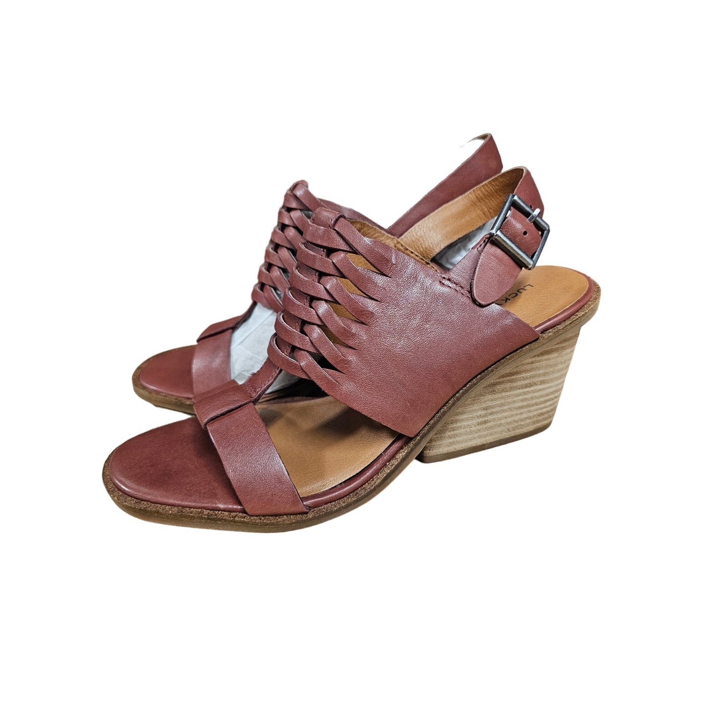 NWT Lucky Lemia Wedge Sandals in Brownstone color Ladies size 8.5