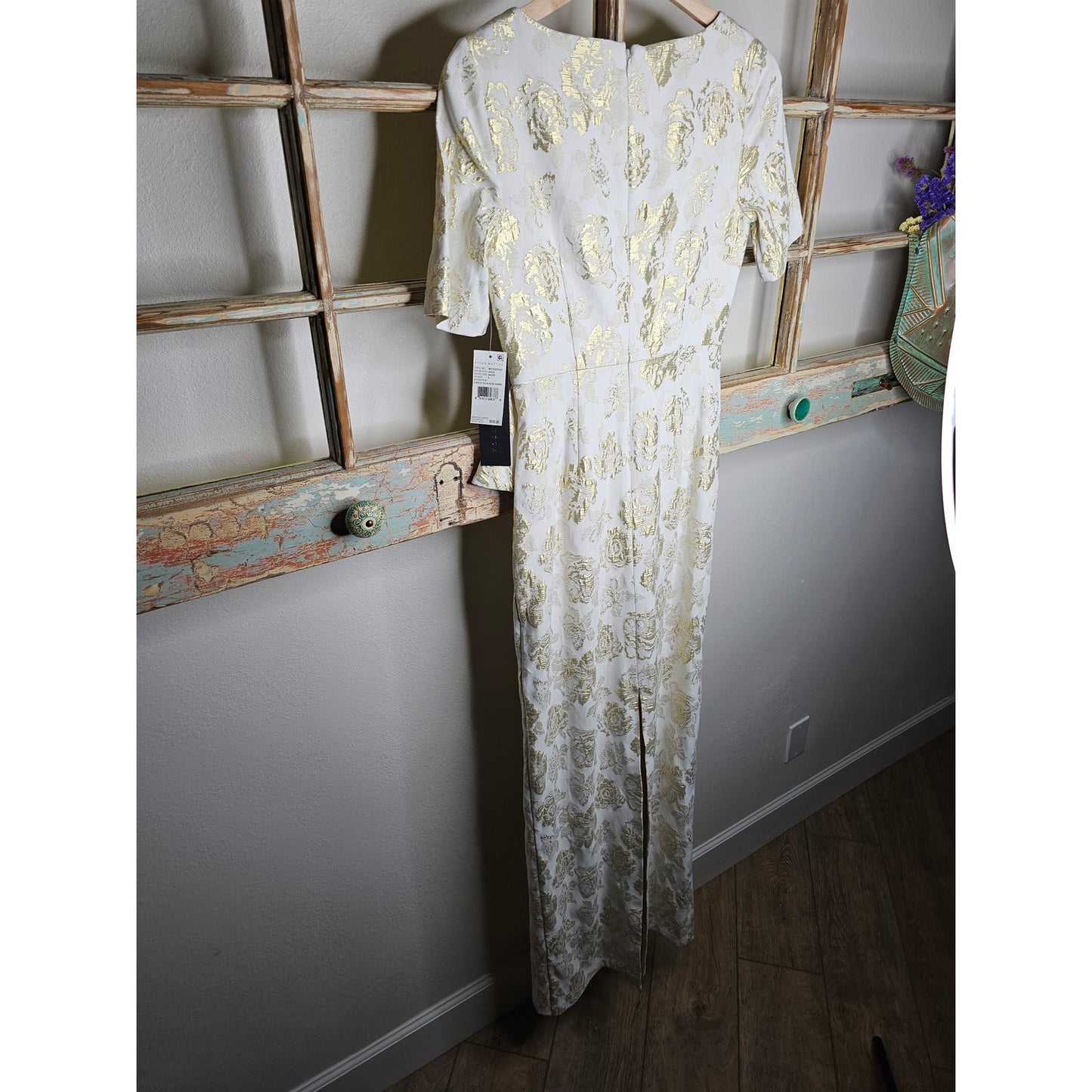 NWT Aidan Mattox Draped Jacquard column Gown Dressladies size 6