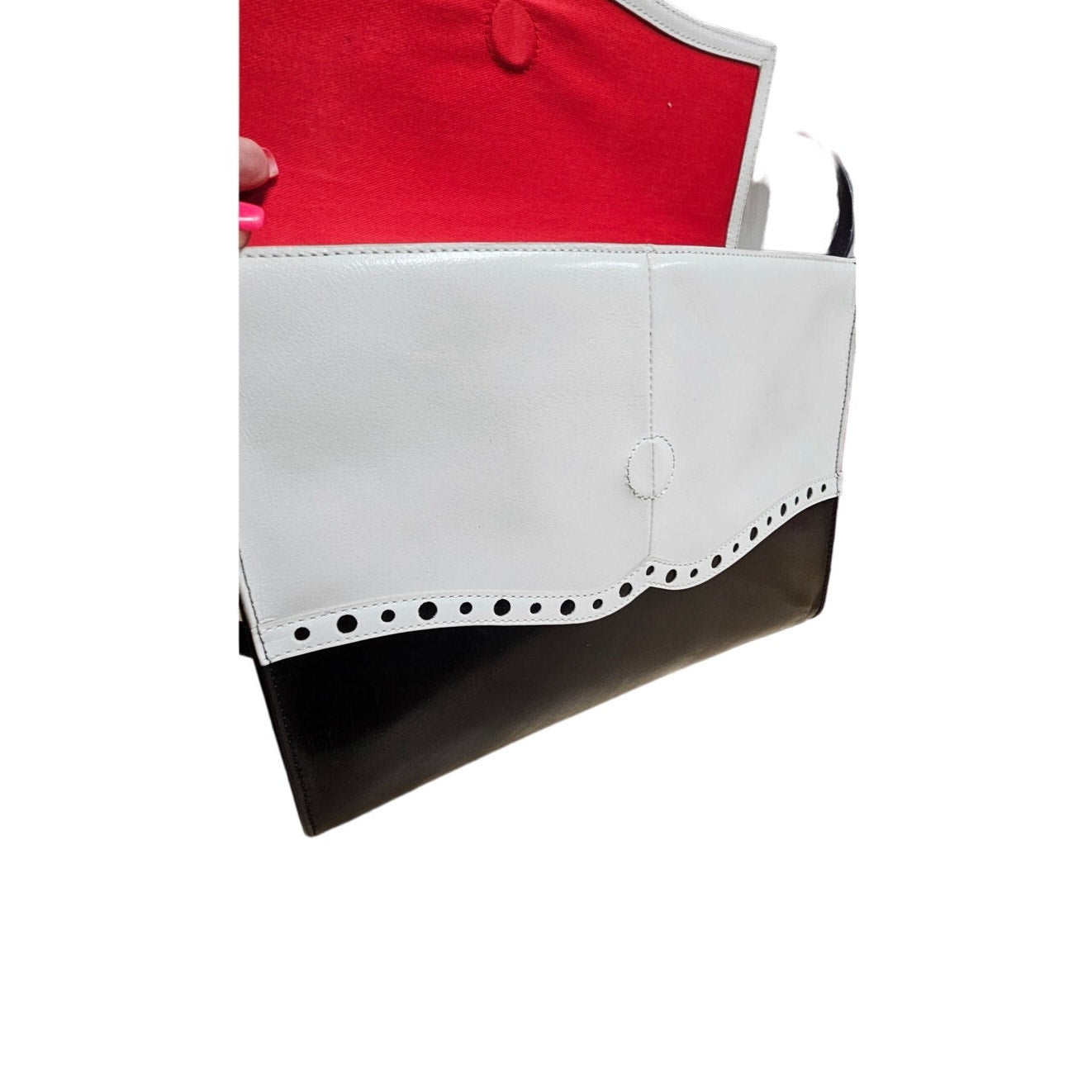 HOBO International Black & White Wing Tip Leather Envelope bag with strap