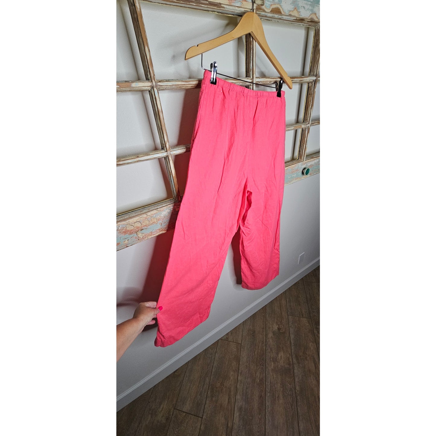 NWT Linen Wide Leg Watermelon Pants w pockets and drawstring waist size Medium