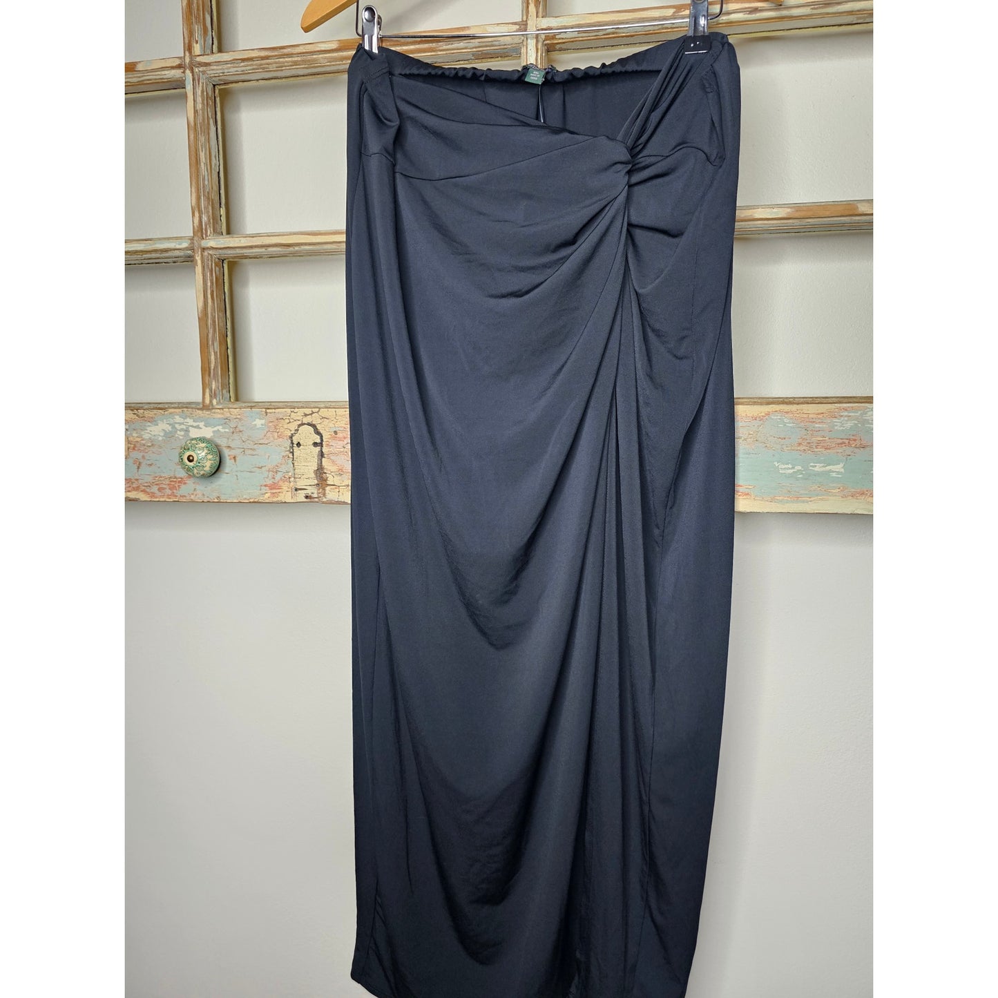 NWOT Black Knot Tied Maxi Skirt With Open Slit on Side Wild Fable Size XXL
