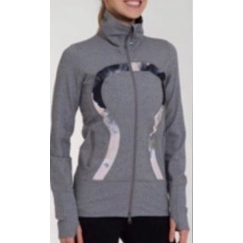 Lululemon in Stride Jacket Gray Graphic Running Full Zip Size 4