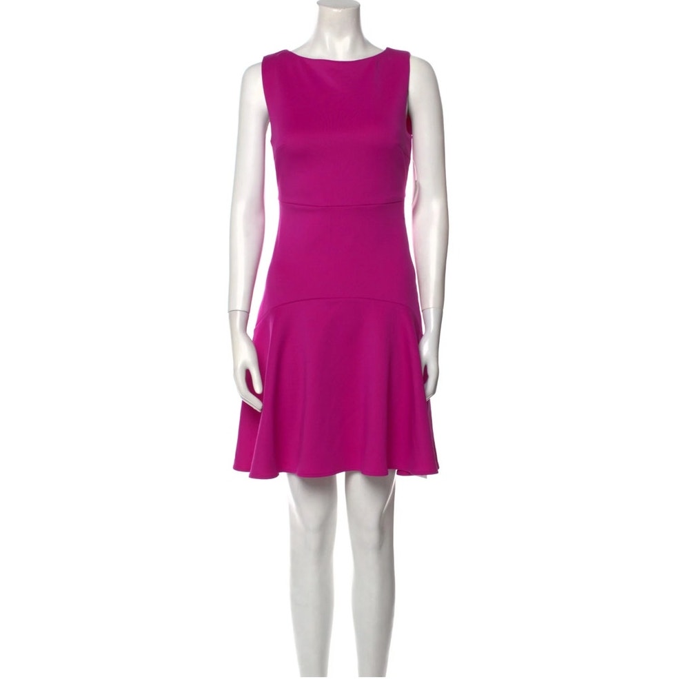 NWT Neiman Marcus Magenta Bateau Neckline Mini Dress Size Large
