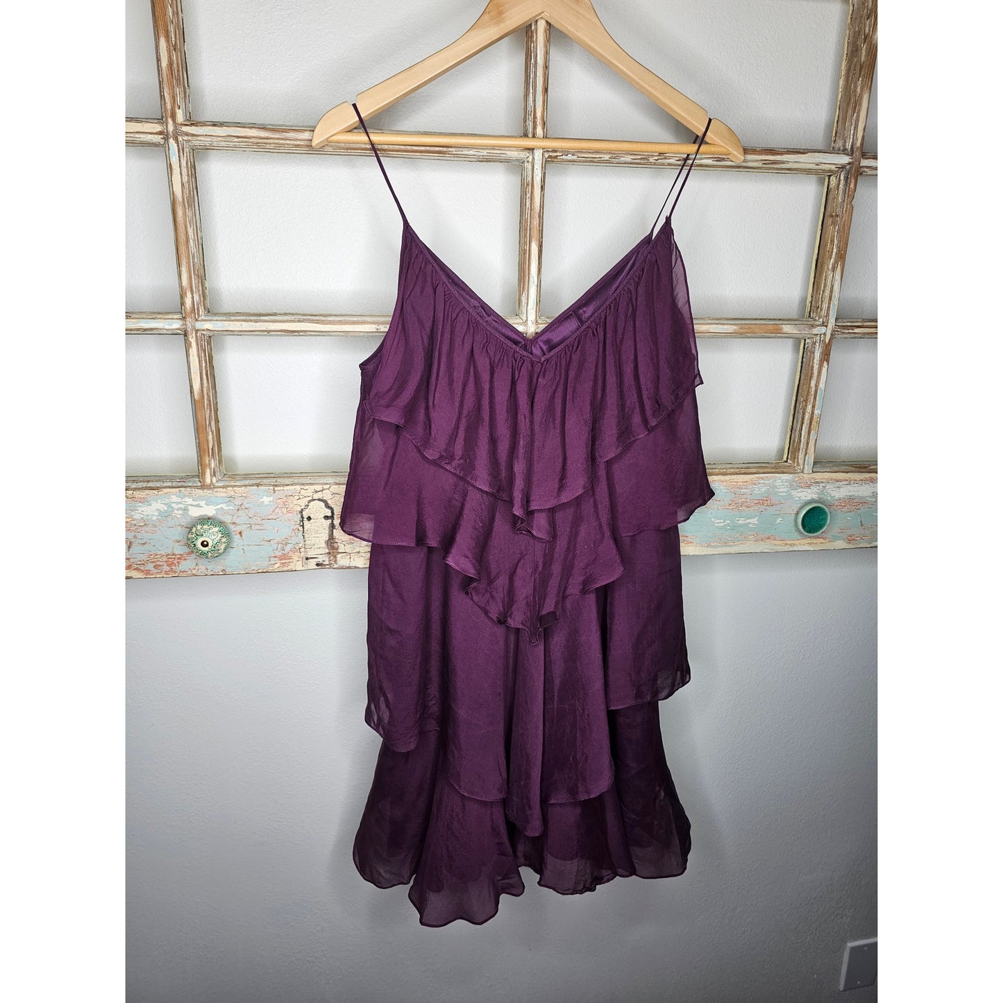 Rebecca Taylor Lined 100% Silk Spaghetti Strap Tiered Dress Size 6