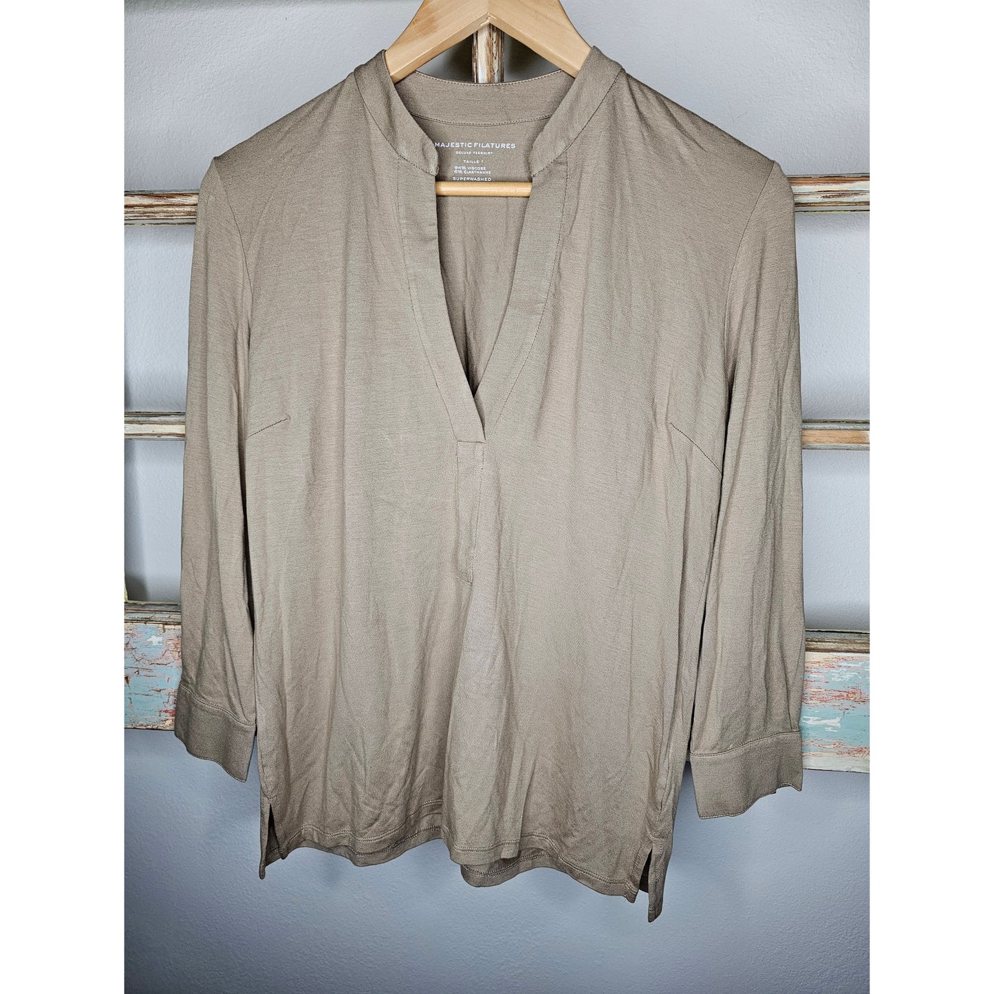 NWT Majestic Filatures Soft Touch Henley Top Lightweight Viscose Size 1 / XS