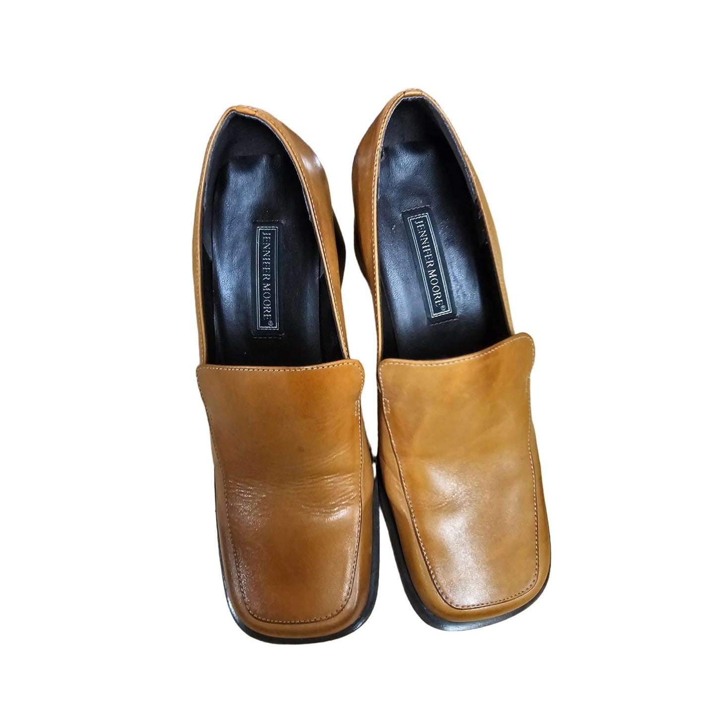 Saddle Leather Neutral Chunky Heel Loafers Ladies size 8 Made in Brazil