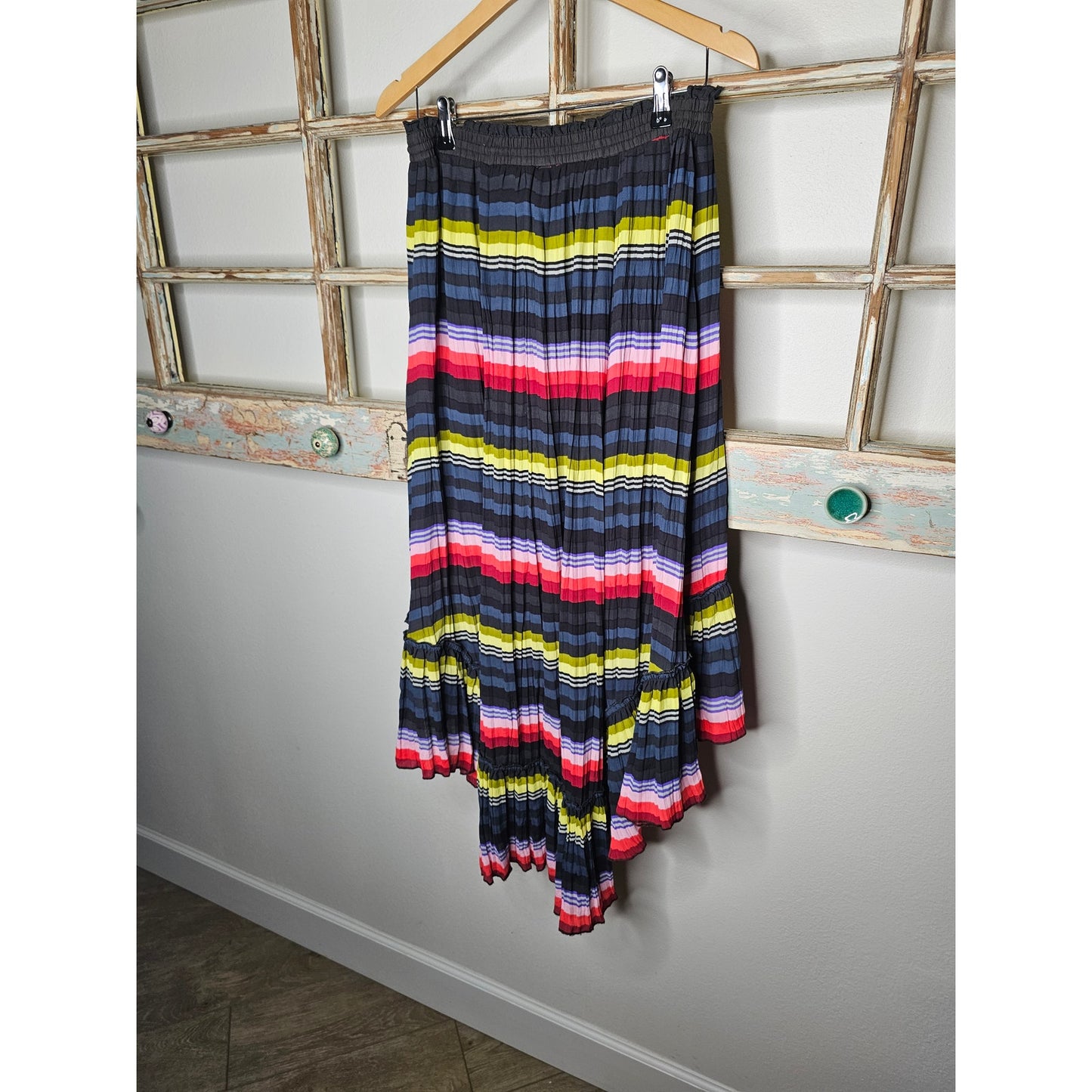 Free People Pleated High Low Cinch Waist Skirt Ladies size Medium