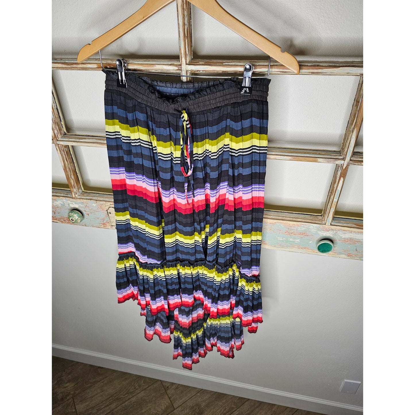 Free People Pleated High Low Cinch Waist Skirt Ladies size Medium