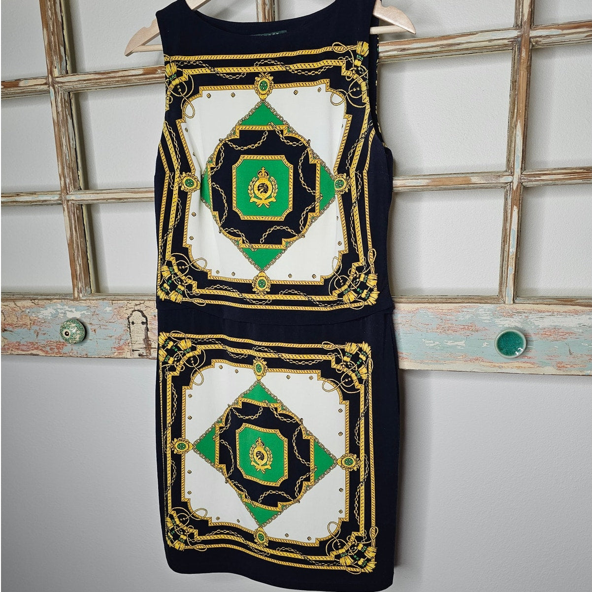 Ralph Lauren Equestrian Baroque Scarf Sleeveless Dress Ladies size 8P