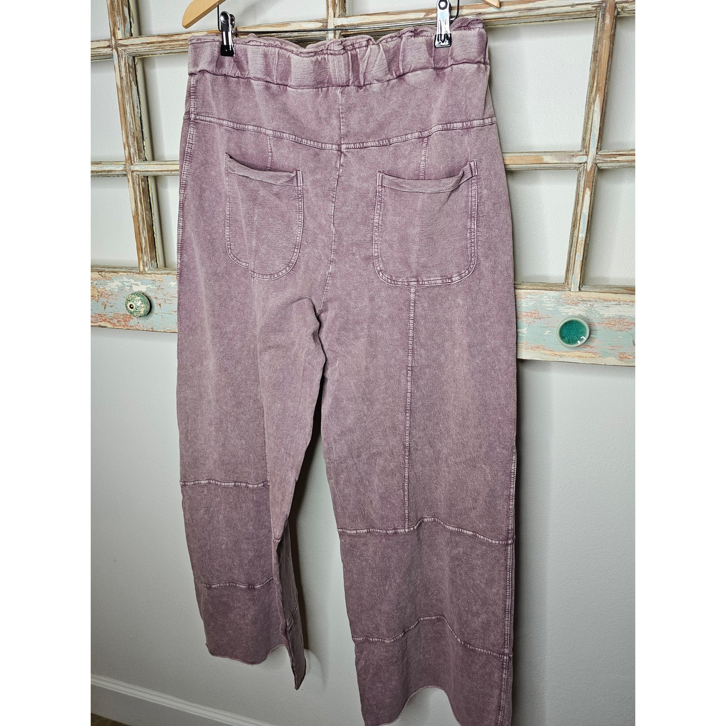 NWT Easel Wide Leg Full Length Mineral Washed Pants Ladies Small