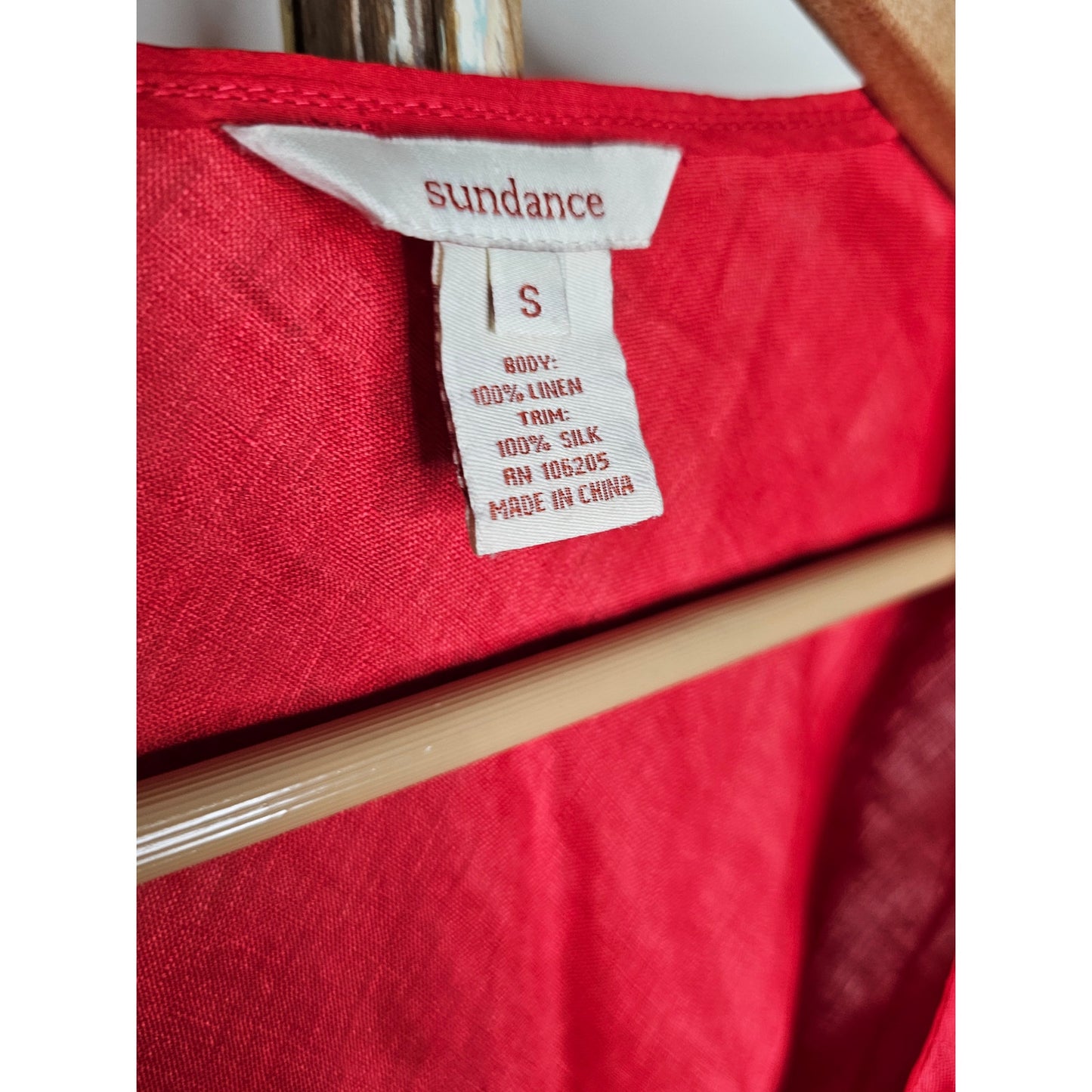 Sundance Red Midi Linen/ Silk Asymmetrical Sleeveless Dress Size Small