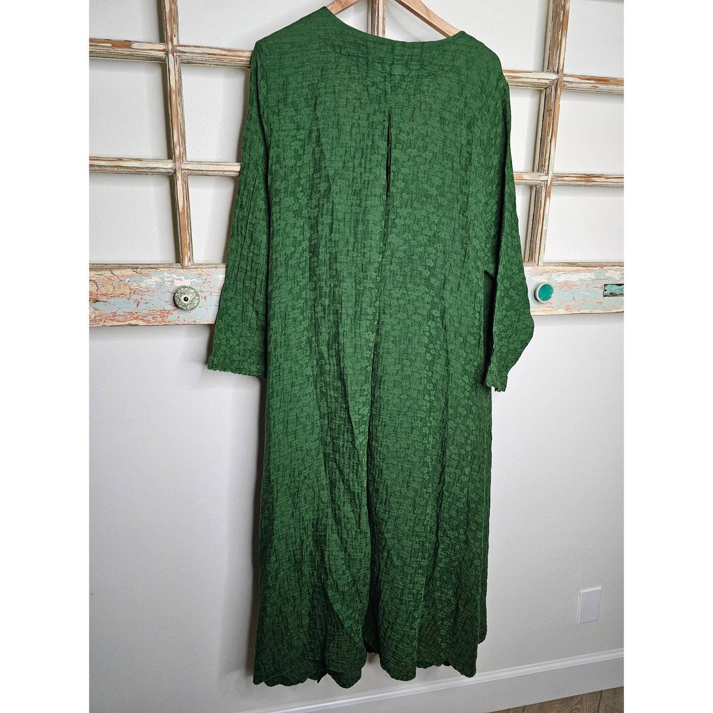 NWT Peacock Ways Green Long Sleeve Wrap Boho Dress Size Large