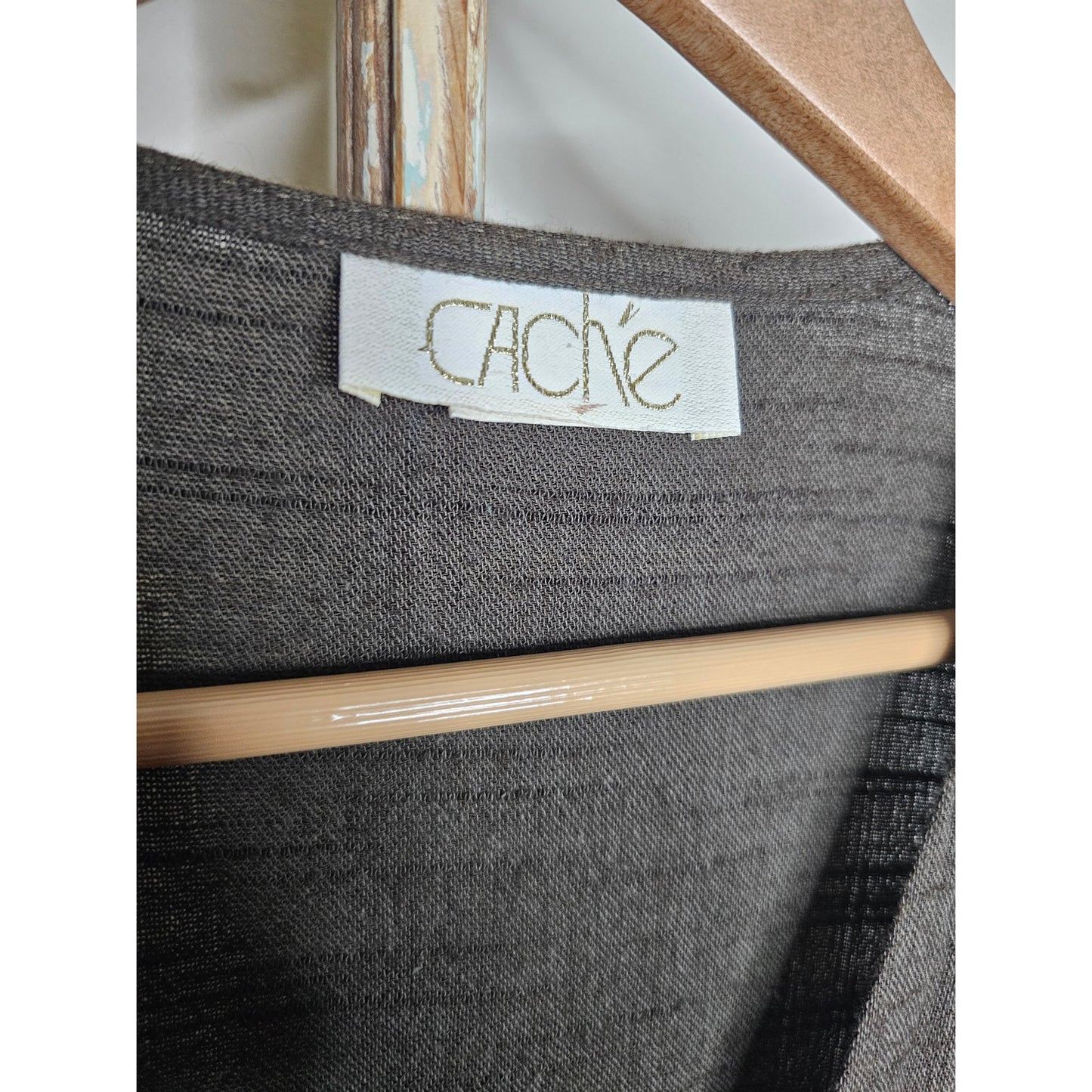 Vintage Cache Boho Army Green Vest W/ Gold Accents Size 10 / Medium