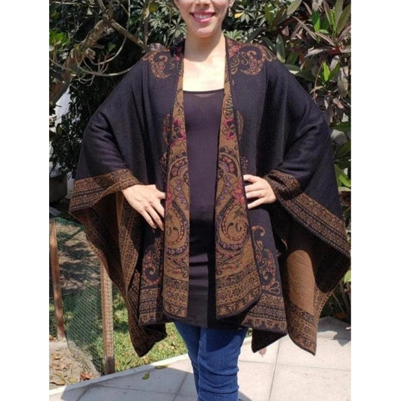 Neutral Monochromatic Ruana 100% Alpaca Ladies One Size