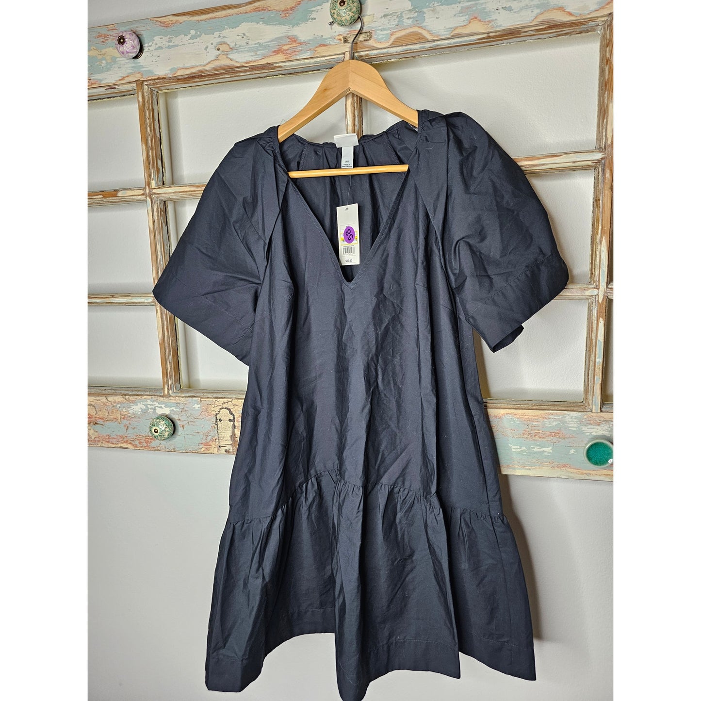 NWT Women's Flutter Short sleeve Mini Poplin Dress Size XS