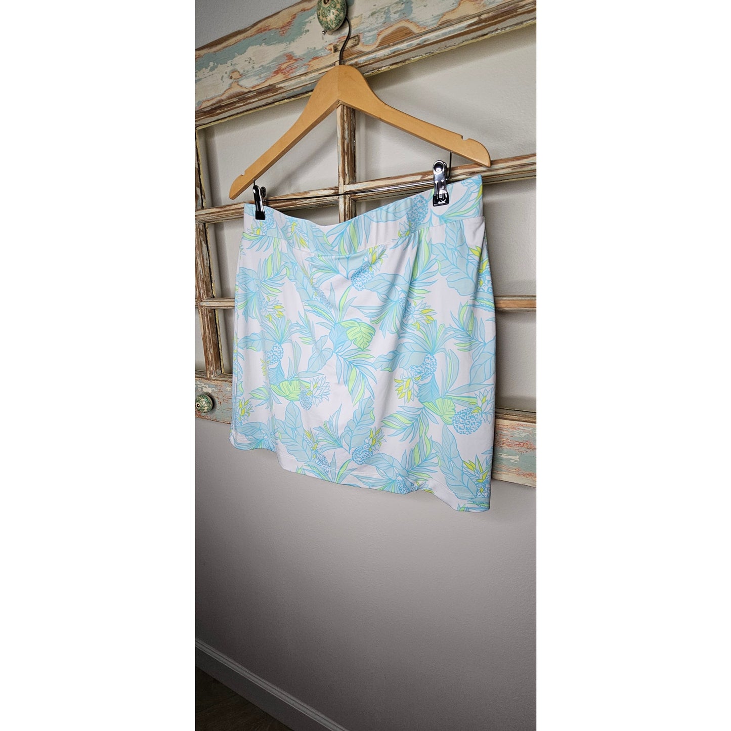 Stella Parker White/blue/lime Pineapple Print Skort size XL