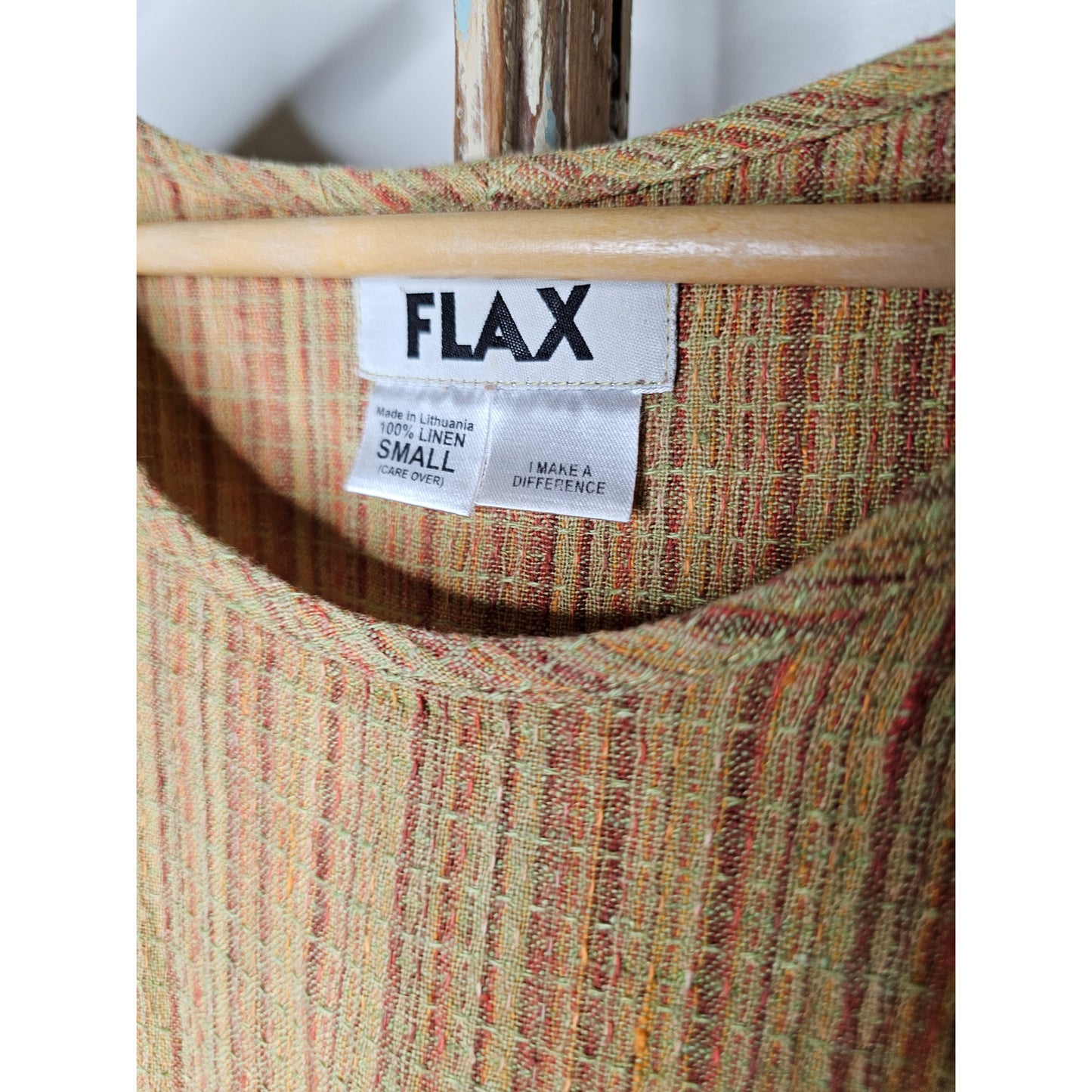 FLAX Linen Short Sleeve Tunic Boat Neckline Top Ladies Size Small