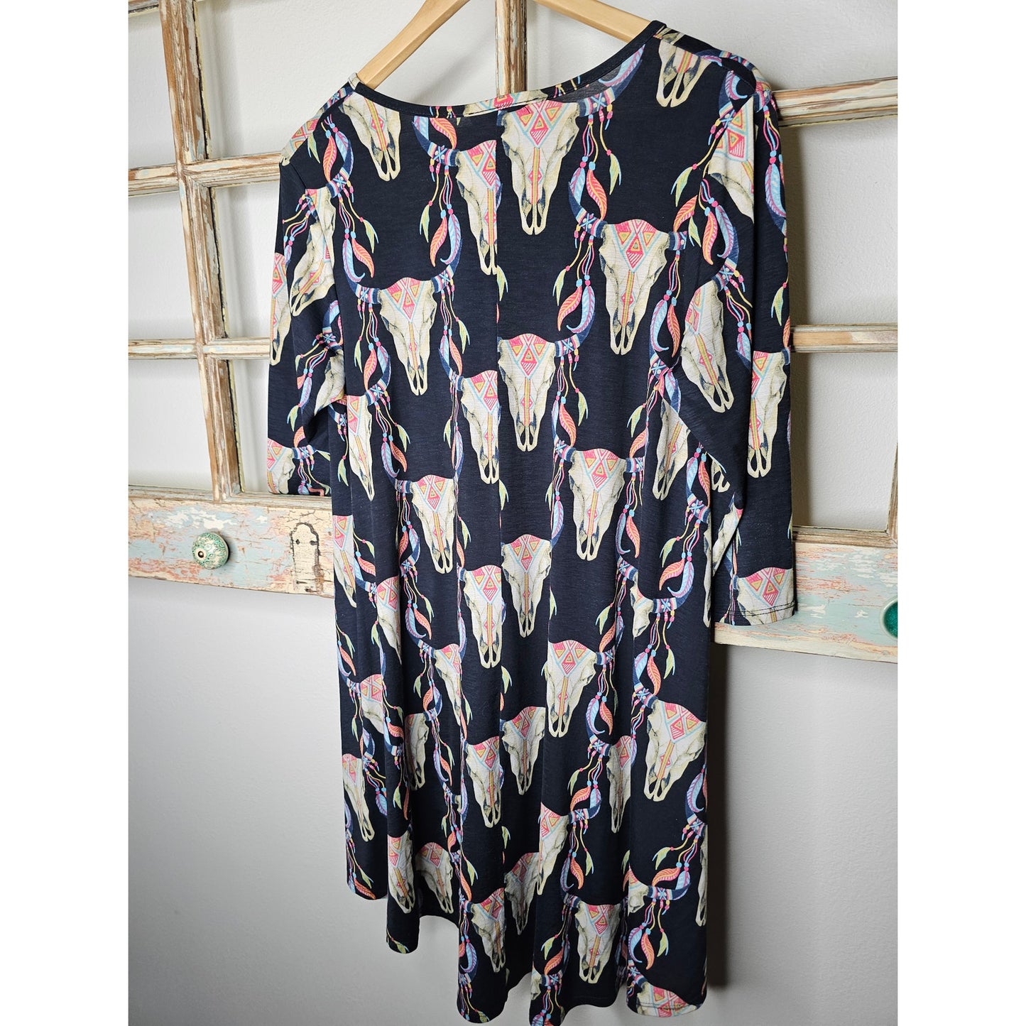 L & B Black Boutique Wester Steer Dress Pockets Ladies Size Medium